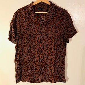 New Look Leopard Print Short Sleeve Button Up